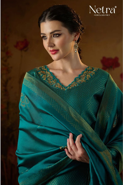 Netra Catalogue - Tarang: Designer Jacquard Silk Suit Catalog Wholesales