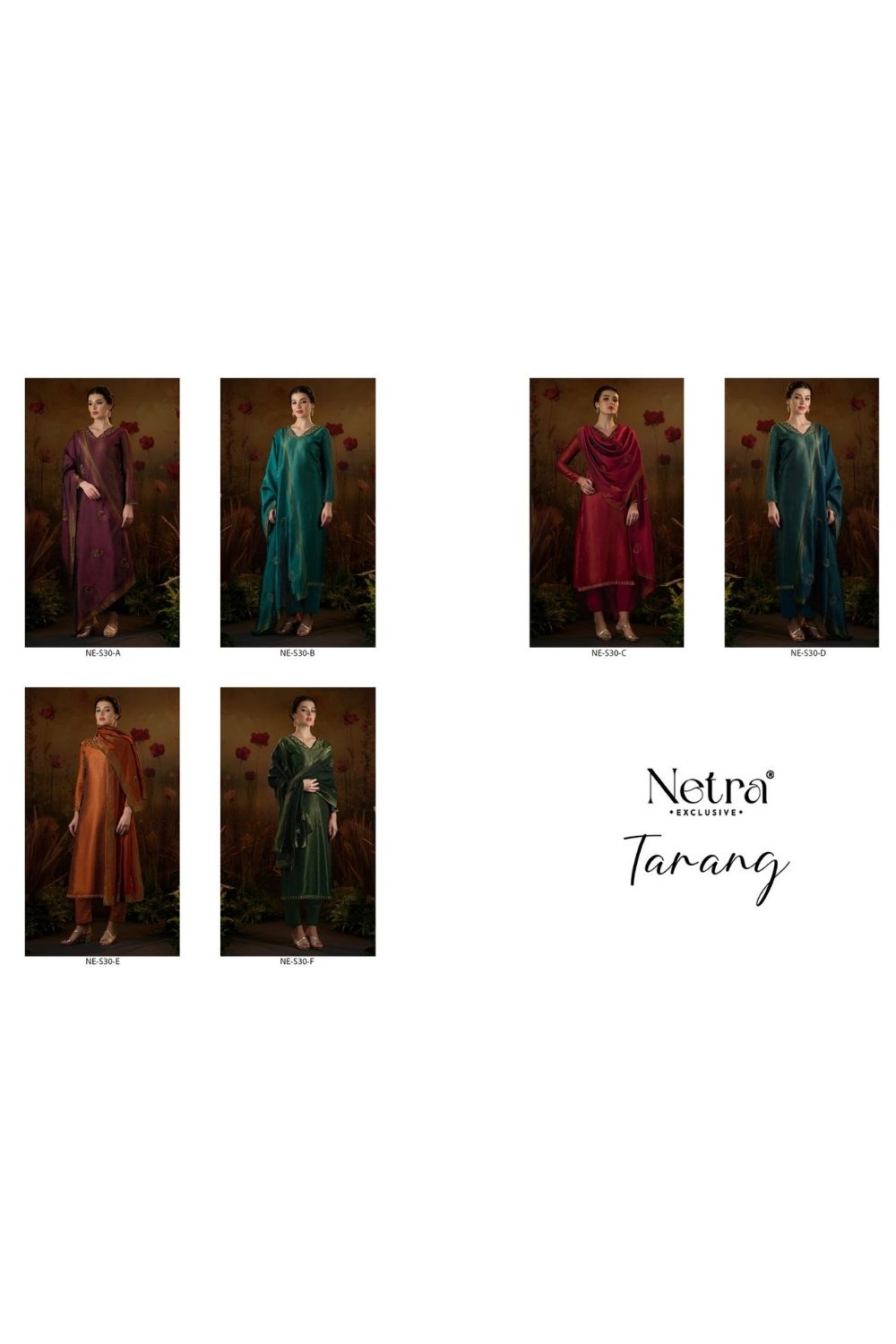 Netra Catalogue - Tarang: Designer Jacquard Silk Suit Catalog Wholesales