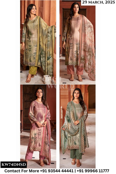 Rupali Catalogue - Manzil: Fancy Wear Viscose Muslin Suit Wholesale