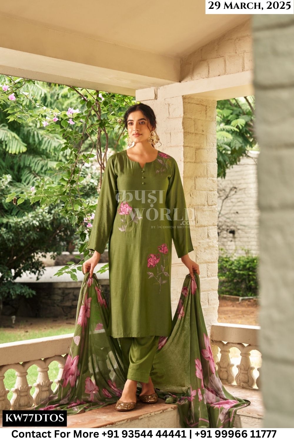 Rupali Catalogue - rayana: viscose muslin printed with fancy work suits catalogue
