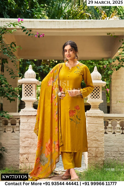 Rupali Catalogue - rayana: viscose muslin printed with fancy work suits catalogue