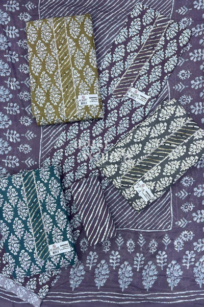 Ahmedabad Unstitched Slub Suit with Chiffon Dupatta (Set of 4)79No