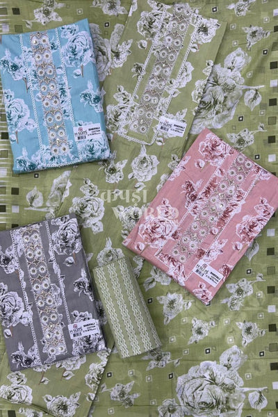 Ahmedabad Unstitched Slub Suit with Chiffon Dupatta (Set of 4)80No