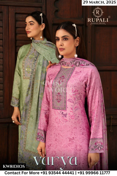 Rupali Catalogue - Varya: Muslin Jacquard Pant Style Suits Wholesaler