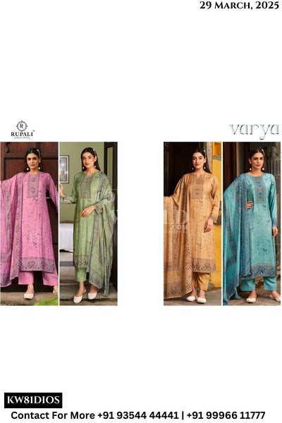 Rupali Catalogue - Varya: Muslin Jacquard Pant Style Suits Wholesaler