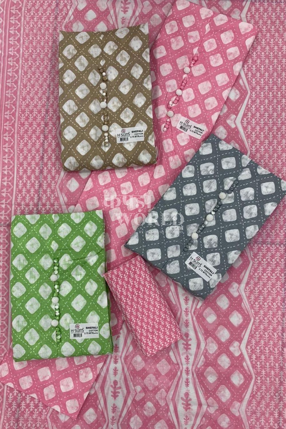 Ahmedabad Unstitched Slub Suit with Chiffon Dupatta (Set of 4)83No