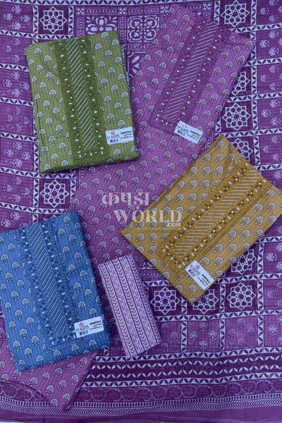 Ahmedabad Unstitched Slub Suit with Chiffon Dupatta (Set of 4)84No