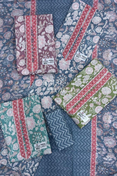 Ahmedabad Unstitched Slub Suit with Chiffon Dupatta (Set of 4)86No