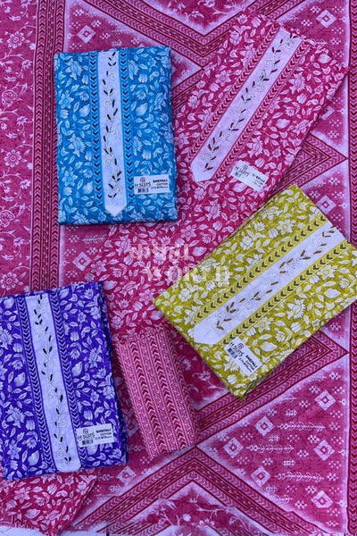 Ahmedabad Unstitched Slub Suit with Chiffon Dupatta (Set of 4)87No