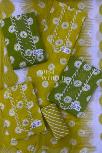 Ahmedabad Unstitched Slub Suit with Chiffon Dupatta (Set of 4)89No