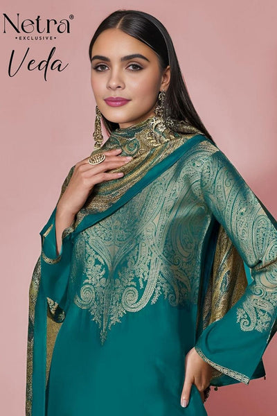Netra Catalogue - Veda: Pure Bemberg Muslin Suit Catalog Exporter