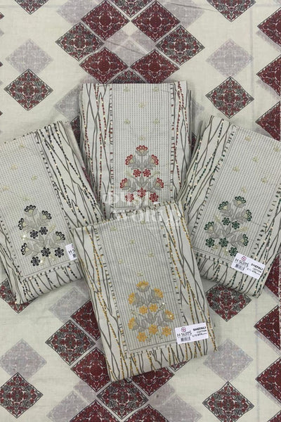 Ahmedabad Unstitched Slub Suit with Chiffon Dupatta (Set of 4)90No