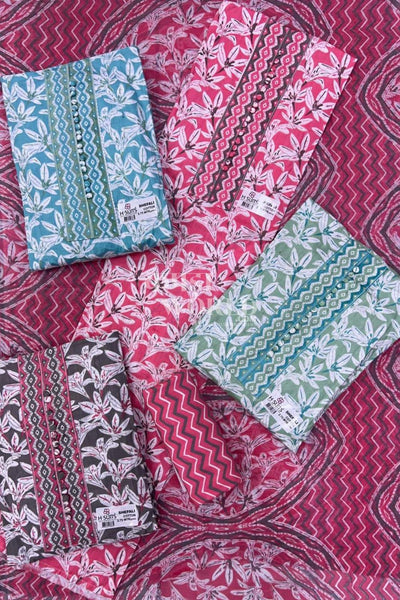 Ahmedabad Unstitched Slub Suit with Chiffon Dupatta (Set of 4)91No