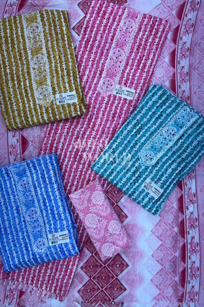 Ahmedabad Unstitched Slub Suit with Chiffon Dupatta (Set of 4)92No