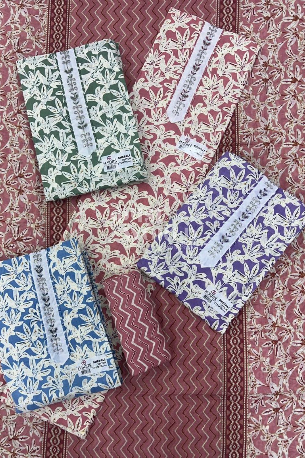 Ahmedabad Unstitched Slub Suit with Chiffon Dupatta (Set of 4)93No