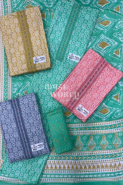 Ahmedabad Unstitched Slub Suit with Chiffon Dupatta (Set of 4)94No