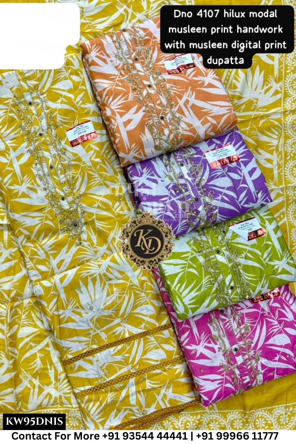 Kaydee - Fancy Cotton Suits With Half Work Pure Dupatta Patti:  (Set of 5)95No