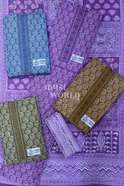 Ahmedabad Unstitched Slub Suit with Chiffon Dupatta (Set of 4)95No