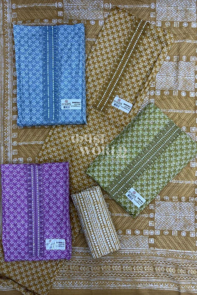Ahmedabad Unstitched Slub Suit with Chiffon Dupatta (Set of 4)96No