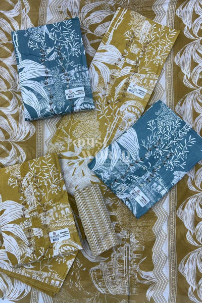 Ahmedabad Unstitched Slub Suit with Chiffon Dupatta (Set of 4)97No