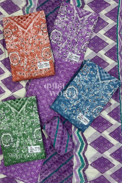 Ahmedabad Unstitched Slub Suit with Chiffon Dupatta (Set of 4)99No