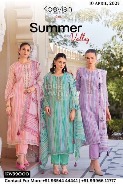 Kaavish Catalogue - Summer Valley: Fancy Linen Salwar Kameez Catalog Wholesale Dealer