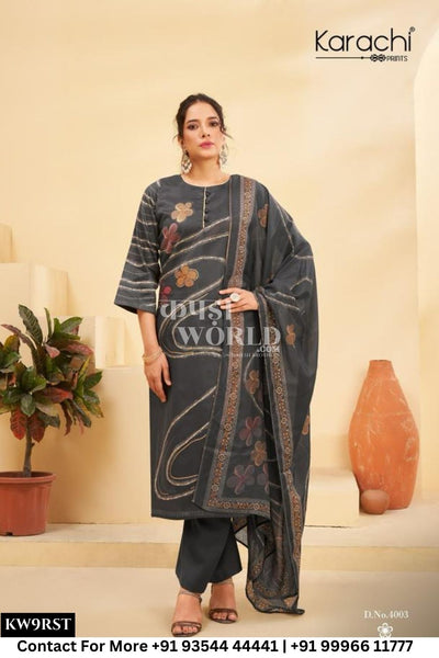Karachi Catalogue - Ruhi Vol 4: Unstitch Fancy Jam Suit Summer Collection
